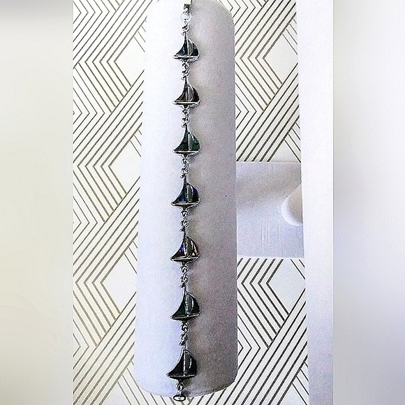 Abalone Shell Nautical Sailboat Bracelet - Picture 5 of 7